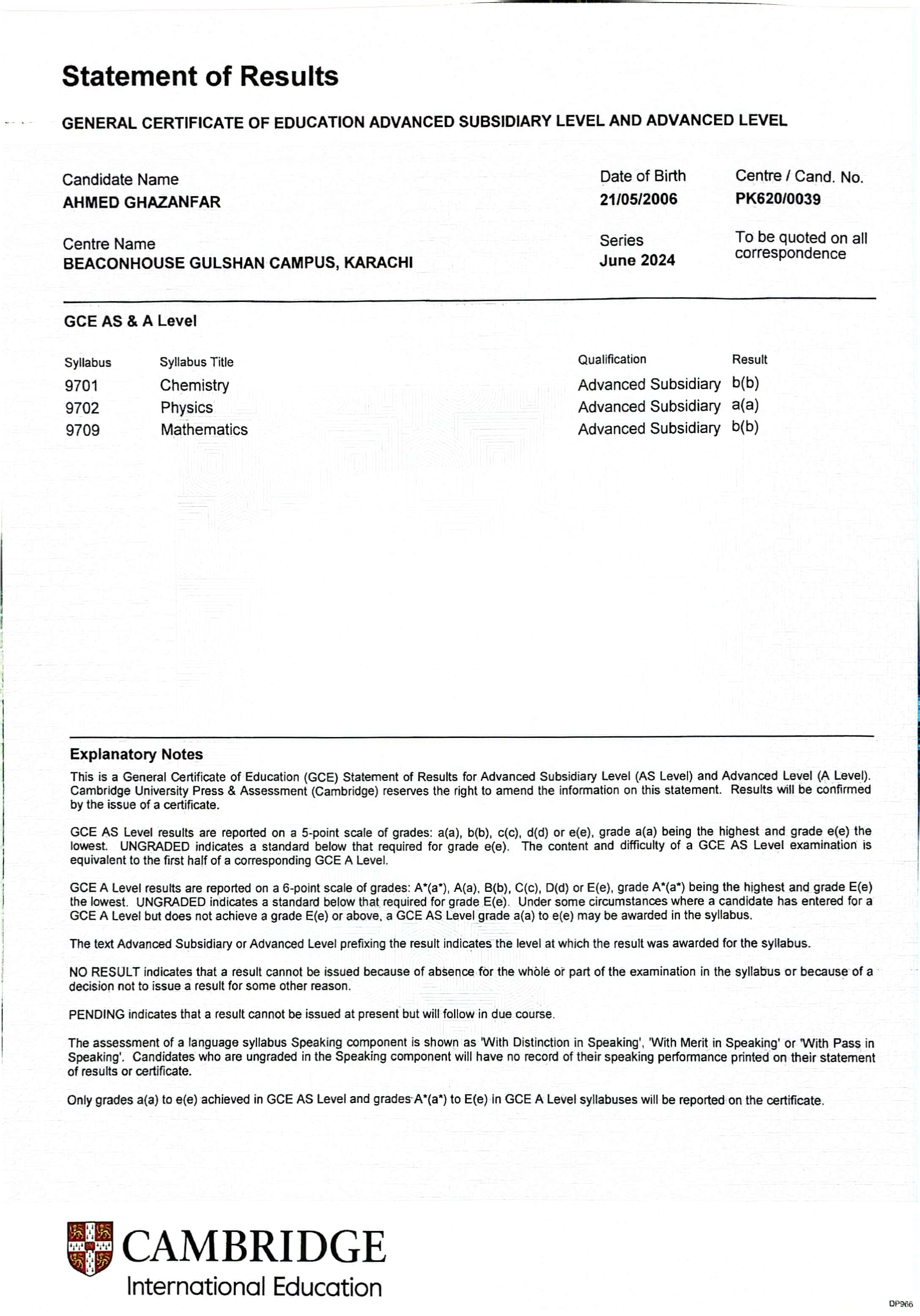 CAIE O and A Level Results