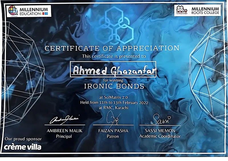 Scimatrix Certificate