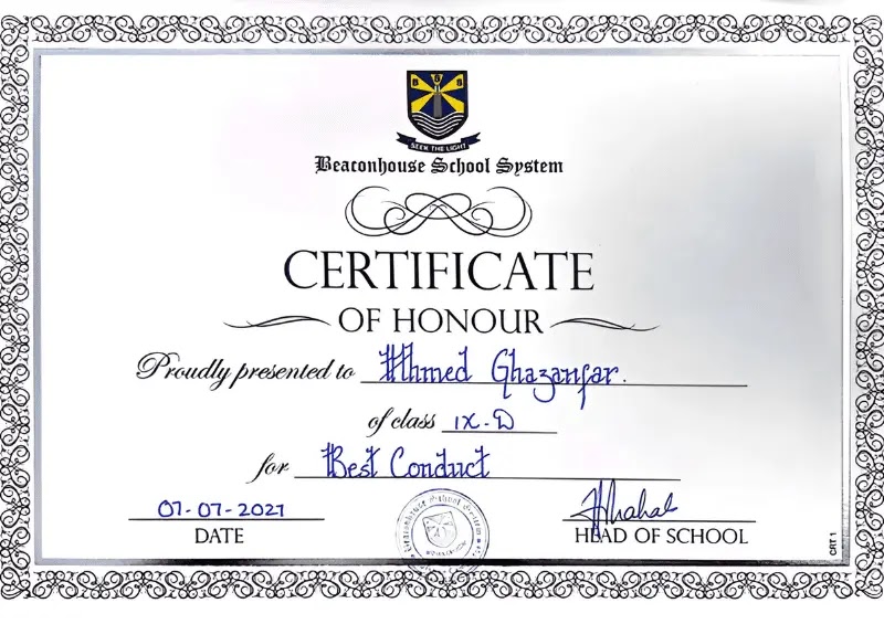 Merit Certificate