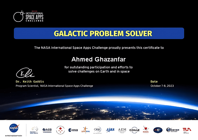 NASA ISAC Certificate