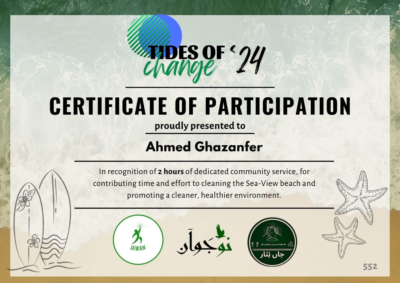 Tides Of Change Certificate